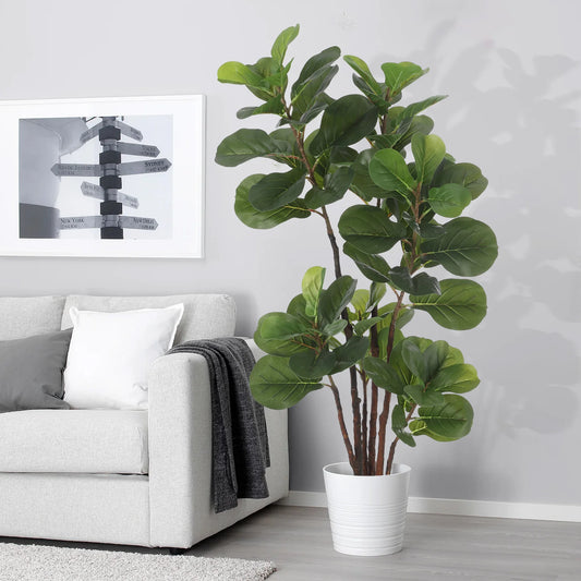 Artificial Fig Leaf Tree, 2 Different Sizes. 72 Leaves. Pot Included, Indoor ,Outdoor