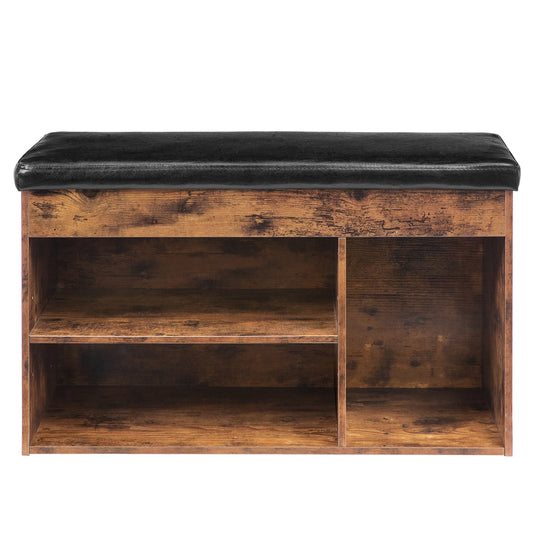 Shoe Storage Bench, Padded Cushion, Entryway, Flip-Open Storage Box