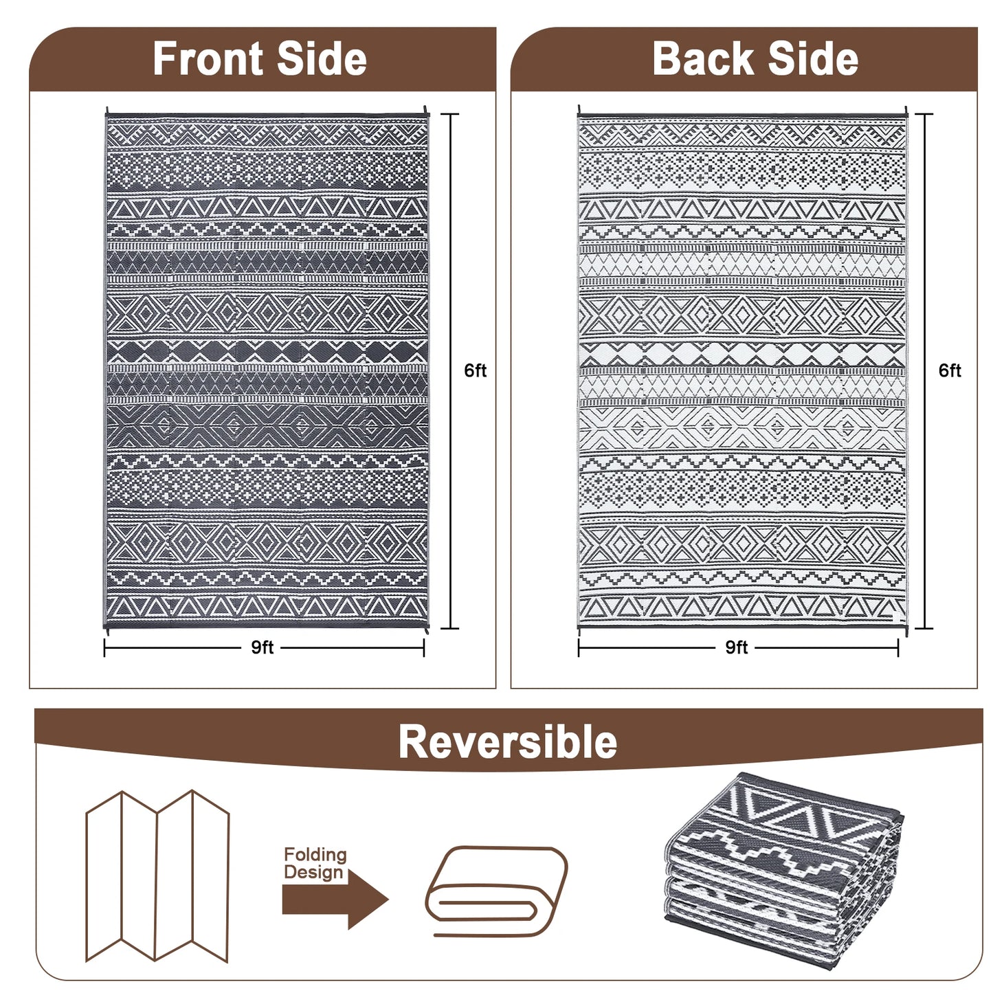Outdoor Rug, Waterproof, Reversible, Lightweight, Portable, Eco-Friendly