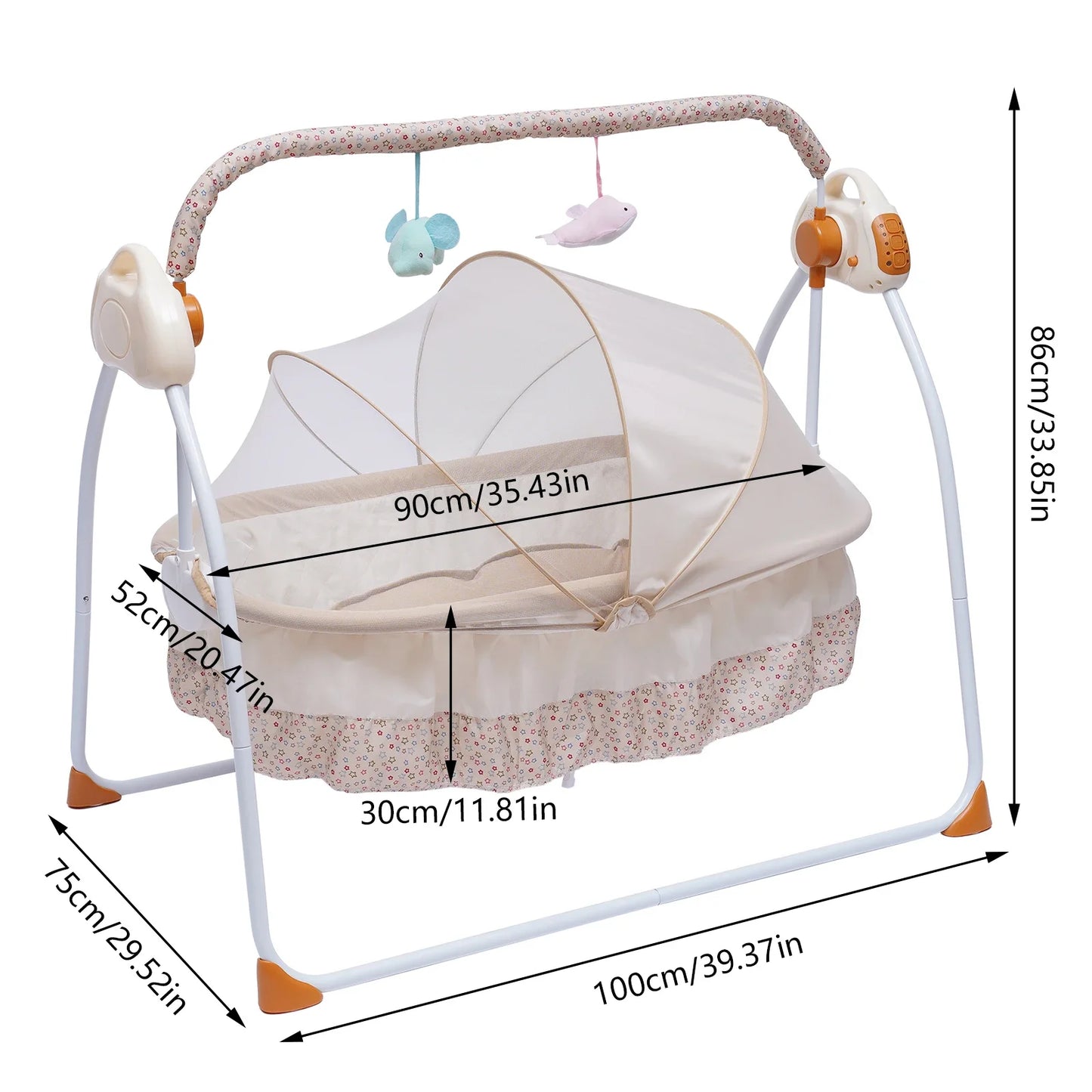 Cradle Swing Sleeping Bed, Auto Rocking, 5 Speed Stand, Musical, 0-18 Months, 3 Colors