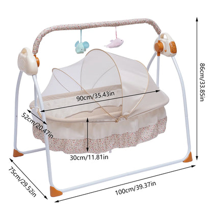 Cradle Swing Sleeping Bed, Auto Rocking, 5 Speed Stand, Musical, 0-18 Months, 3 Colors