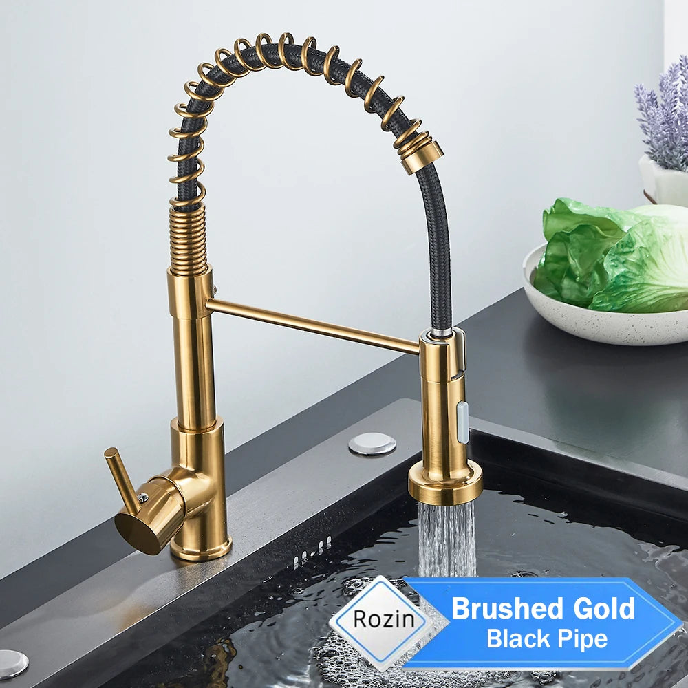 Kitchen Faucet, Deck Mounted, Rotation Stream Sprayer