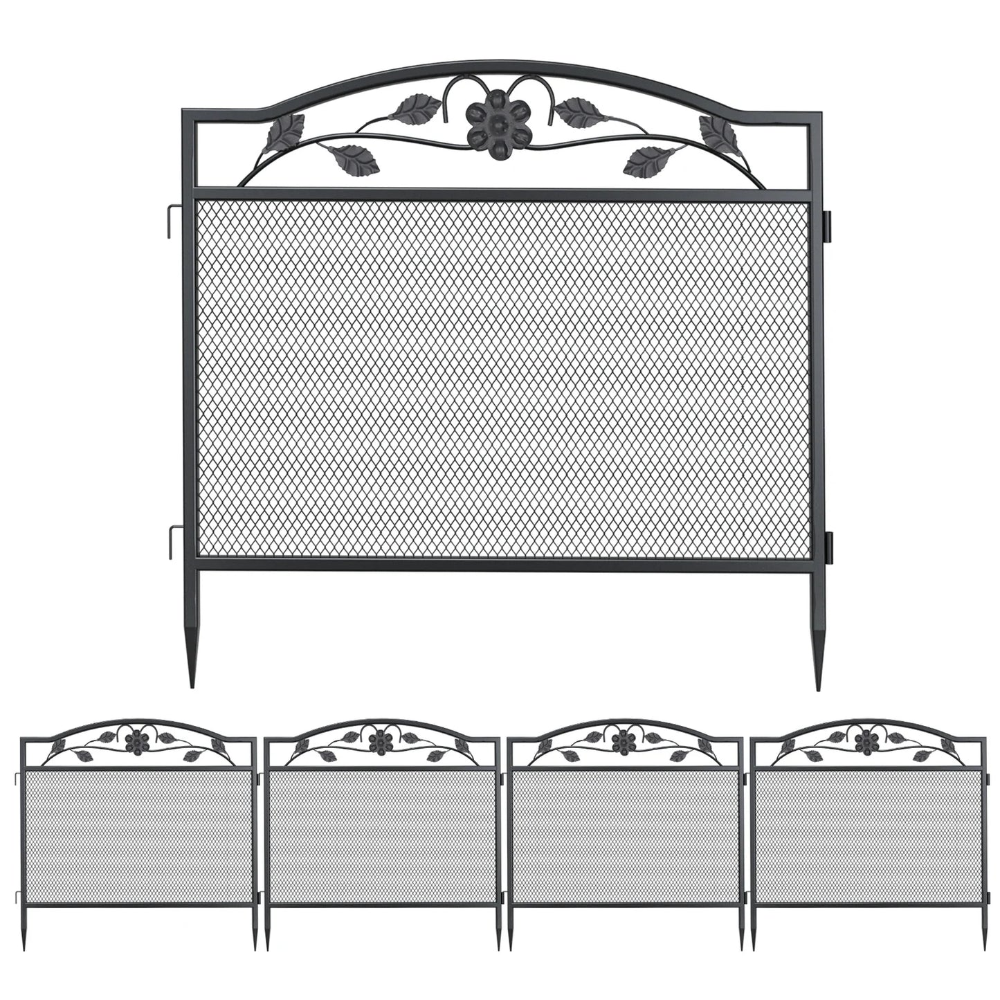 5 PCS Metal Garden Fence, Rustic, Animal Barrier