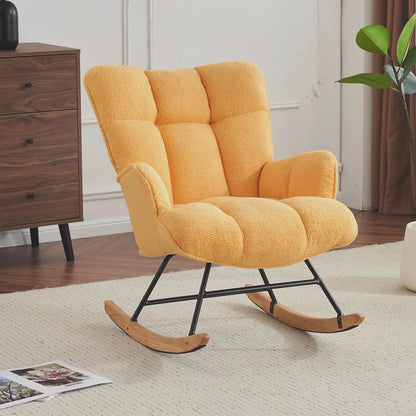Rocking Chair, Upholstered Baby Fluffy Glider For Adults Small Spaces
