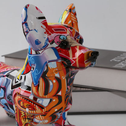 Nordic Art Graffiti Corgi Dog, Creative, Resin