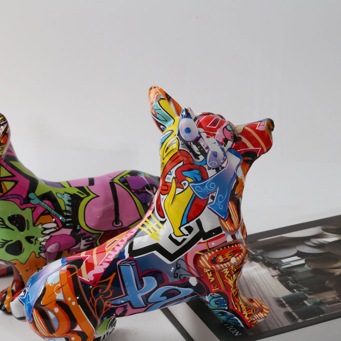 Nordic Art Graffiti Corgi Dog, Creative, Resin
