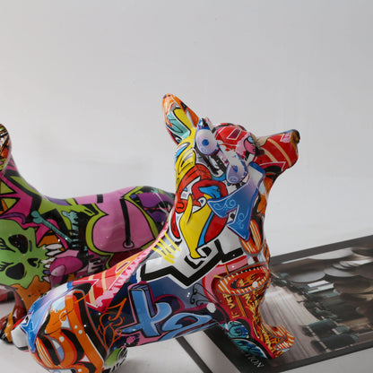 Nordic Art Graffiti Corgi Dog, Creative, Resin