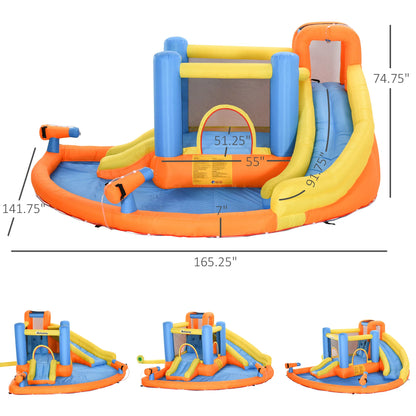 Inflatable Water Park, Trampoline, Slide, Outdoor, Sprinkler, Target Games, Water Gun, Blower
