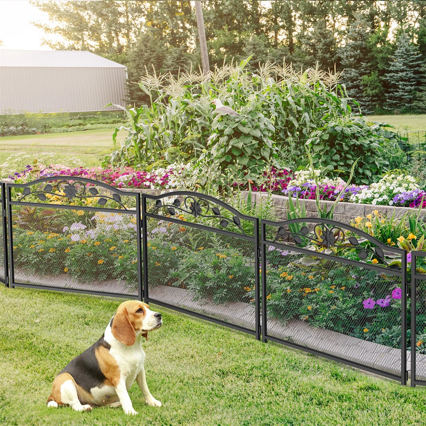 5 PCS Metal Garden Fence, Rustic, Animal Barrier