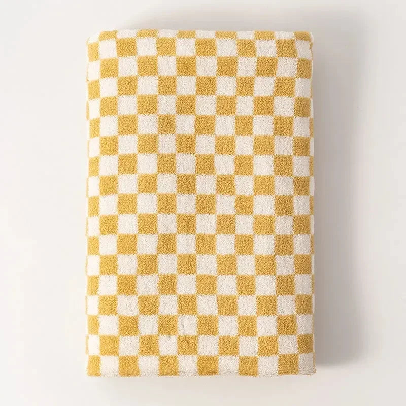 Vintage Checkerboard Bath Towel, Absorbent, Comfortable