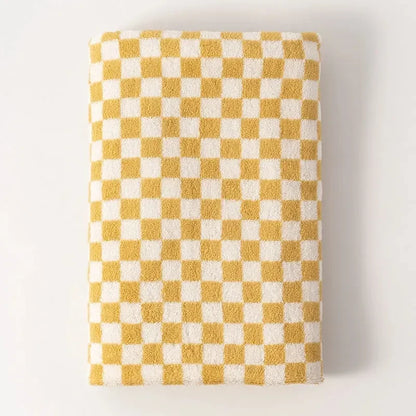 Vintage Checkerboard Bath Towel, Absorbent, Comfortable