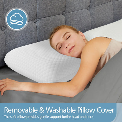 Standard Memory Foam Pillows, Ventilated, Cooling with Removable Washable Cover