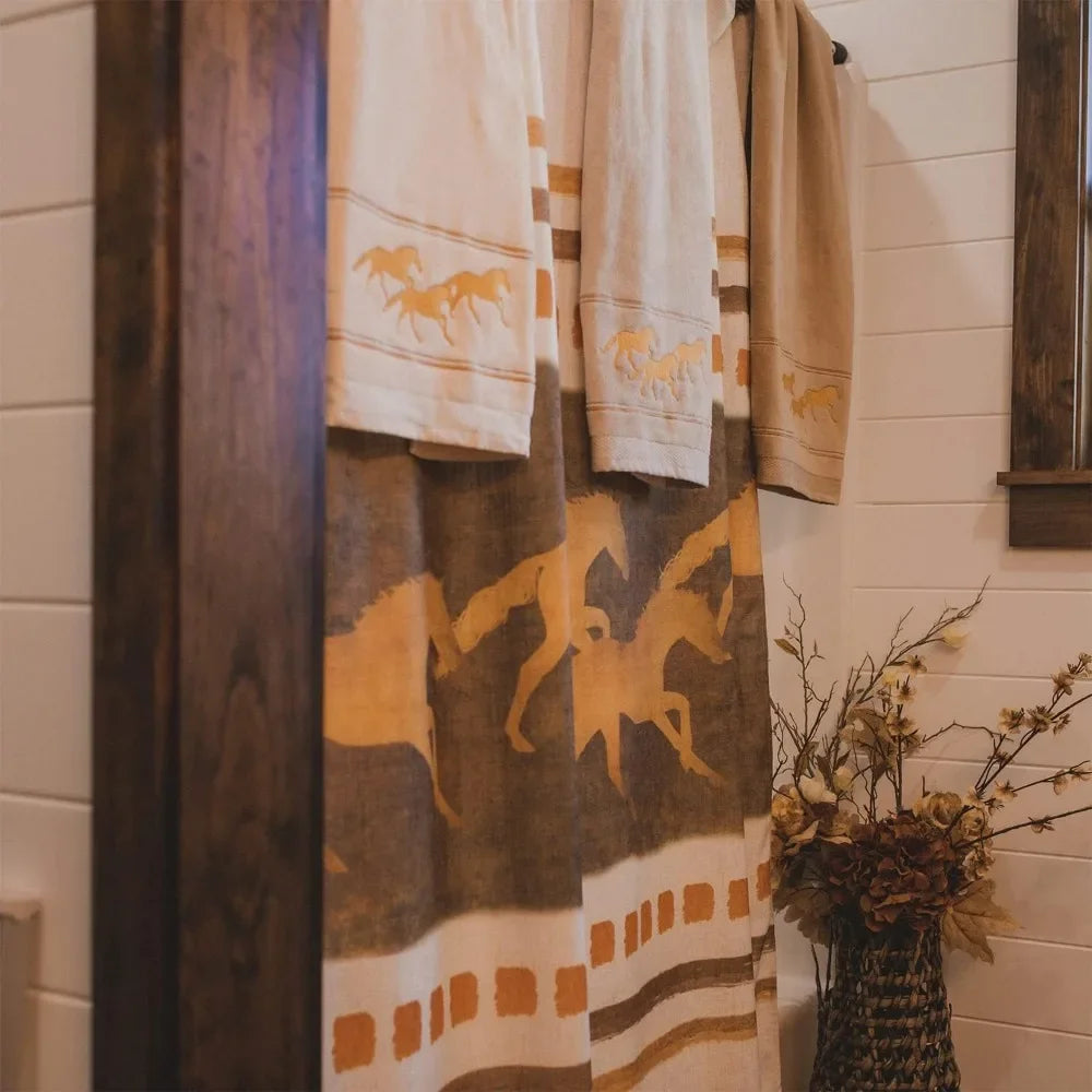 Running Remuda Horse Shower Curtain, 12 Hooks, 72"x72"