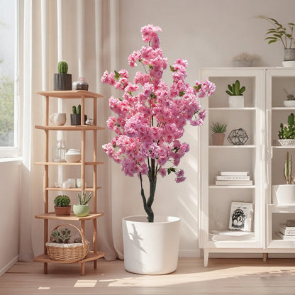 Artificial Cherry Blossom Tree 150cm Tall Decorative Faux Cherry Blossom Tree In Pot, For Home Indoor Corner Decor