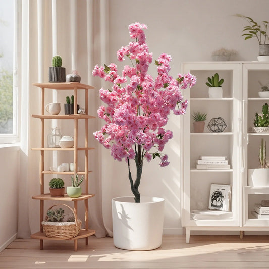 Artificial Cherry Blossom Tree 150cm Tall Decorative Faux Cherry Blossom Tree In Pot, For Home Indoor Corner Decor