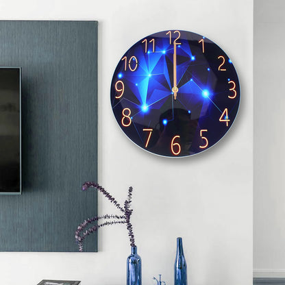 12" Blue Diamond Wall Clock, Round, Modern Style