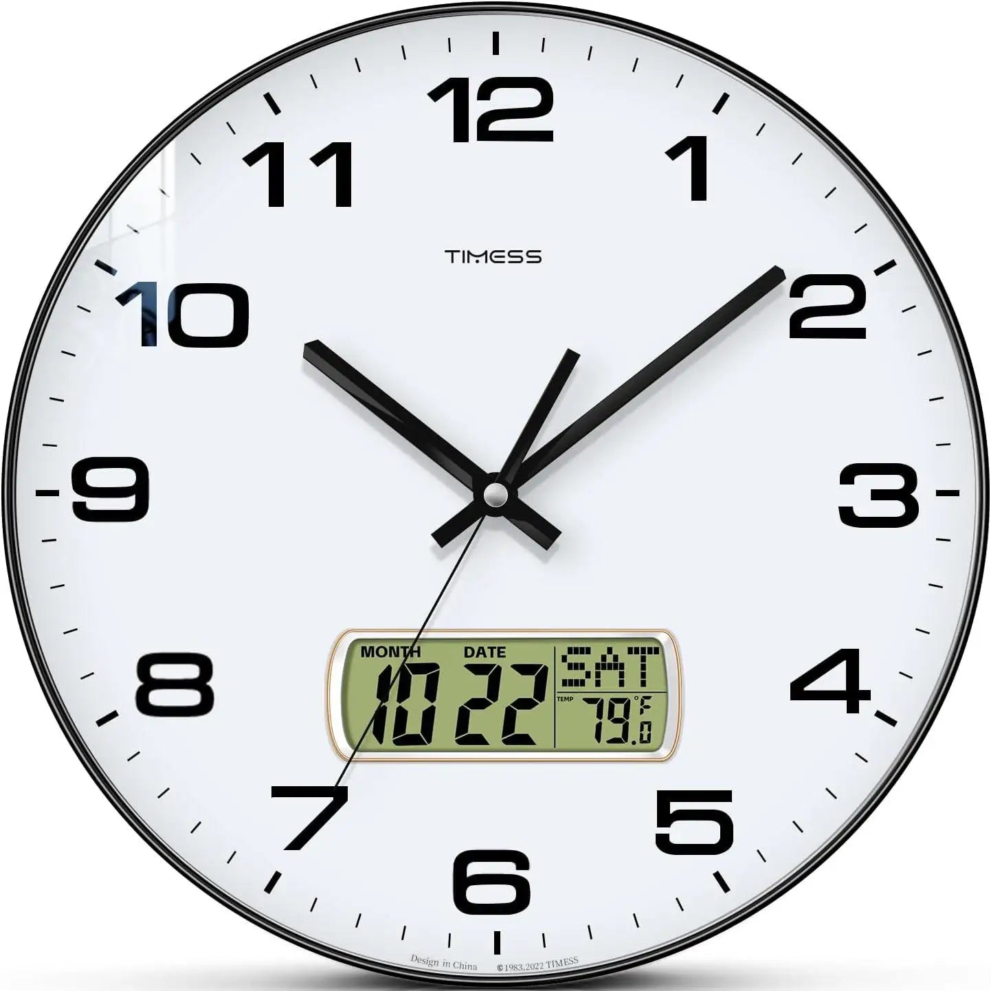 Wall Clock, 3 Sizes, 4 Colors, Fahrenheit Temperature, Battery Operated