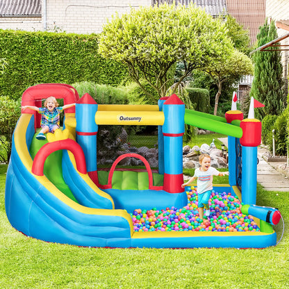 Inflatable Water Park, Trampoline, Slide, Outdoor, Sprinkler, Target Games, Water Gun, Blower