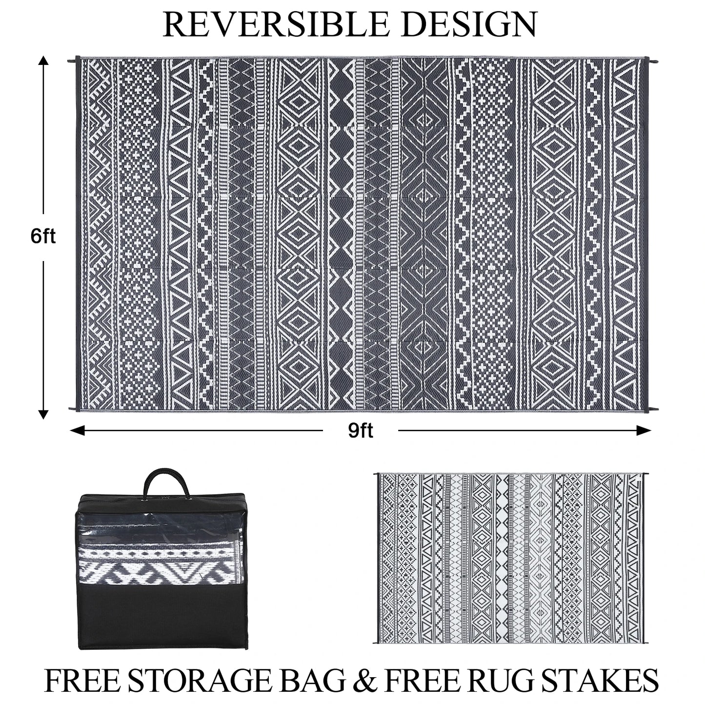Outdoor Rug, Waterproof, Reversible, Lightweight, Portable, Eco-Friendly