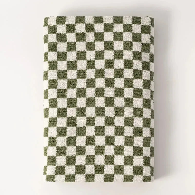 Vintage Checkerboard Bath Towel, Absorbent, Comfortable