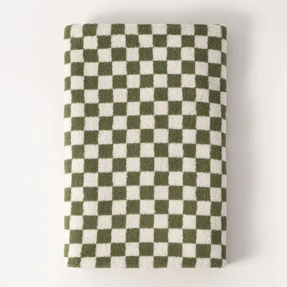 Vintage Checkerboard Bath Towel, Absorbent, Comfortable