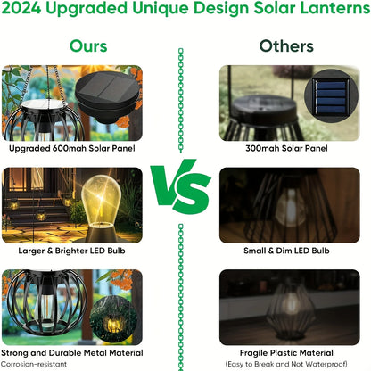 Orbicular Hanging Solar Lights, 2 Pack, Brighter, Outdoor, Auto On/Off , Yard, Garden, Patio, Pathway