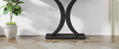 Entryway Table, 40", Narrow, Geometric Base, Rustic