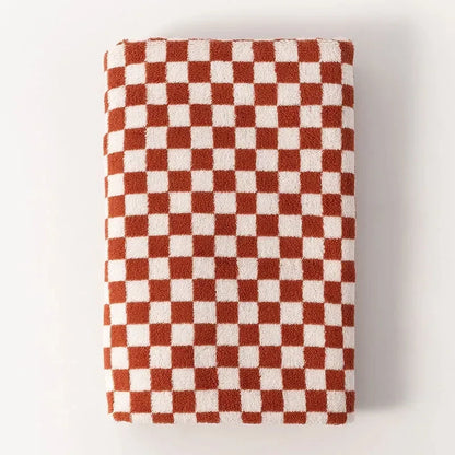 Vintage Checkerboard Bath Towel, Absorbent, Comfortable