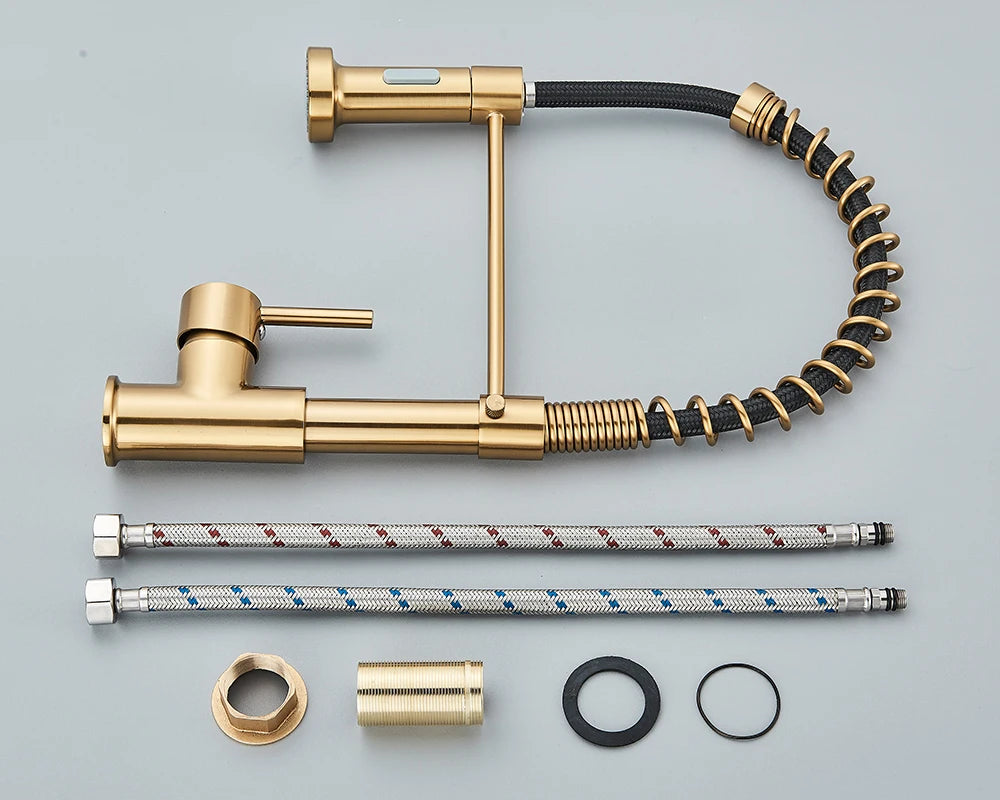 Kitchen Faucet, Deck Mounted, Rotation Stream Sprayer