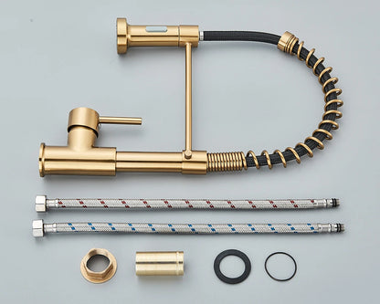 Kitchen Faucet, Deck Mounted, Rotation Stream Sprayer