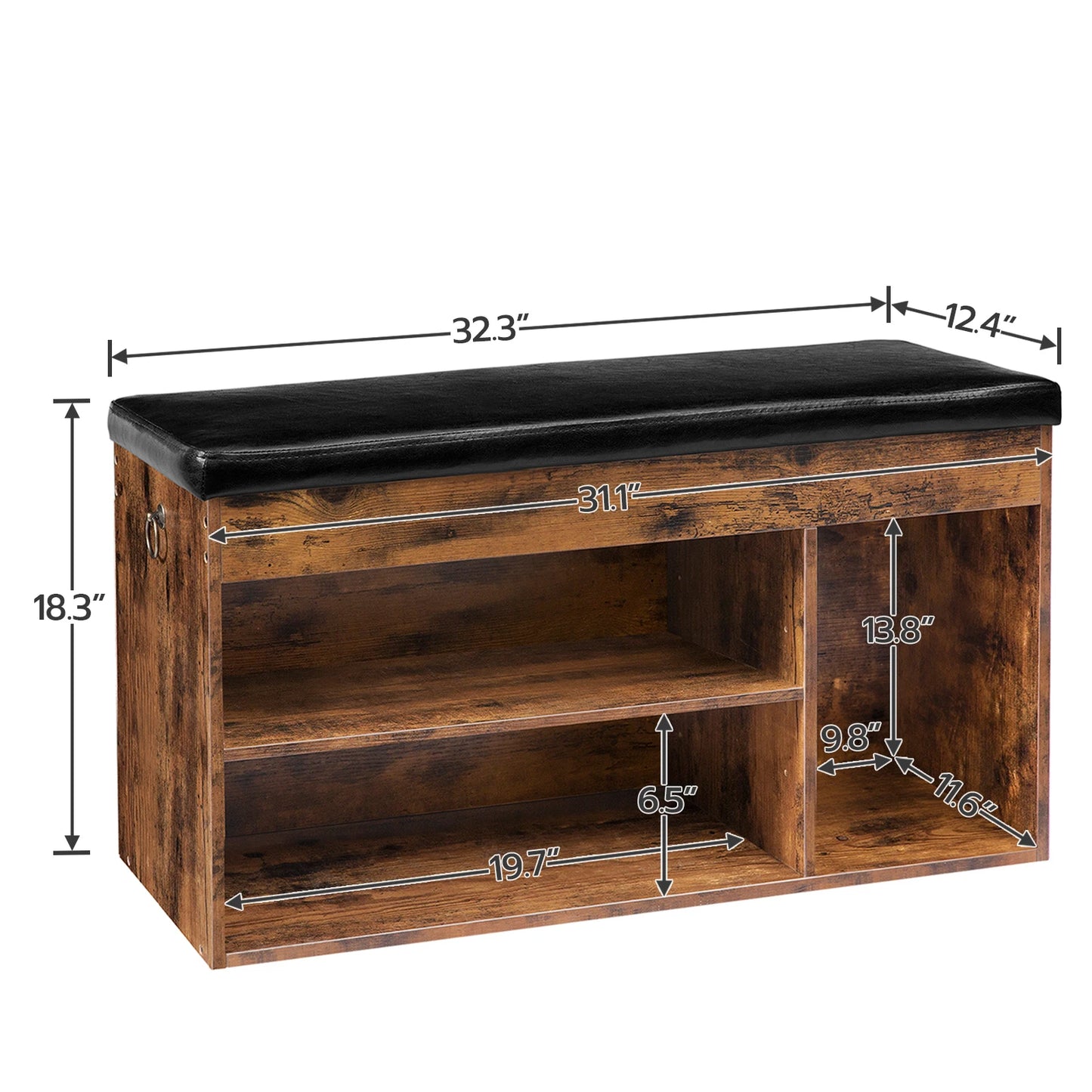 Shoe Storage Bench, Padded Cushion, Entryway, Flip-Open Storage Box