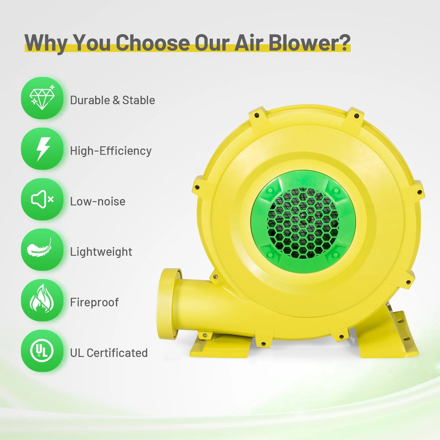 Inflatable Bounce House Blower, 1100W, 1.5HP Air Pump, Commercial Castle Slide Fan