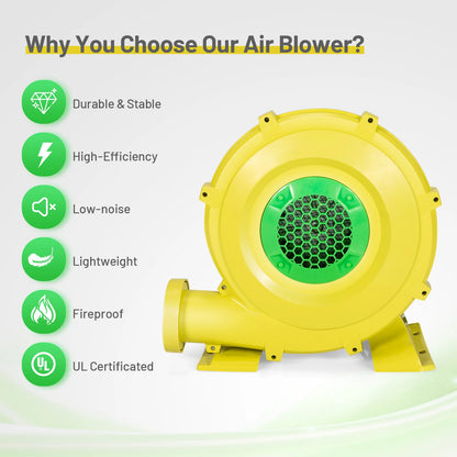 Inflatable Bounce House Blower, 1100W, 1.5HP Air Pump, Commercial Castle Slide Fan