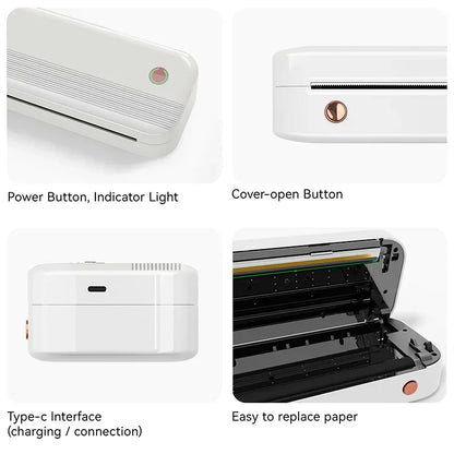 Portable Thermal Printer, Wireless, Inkless, Mobile Printer, IOS & Android