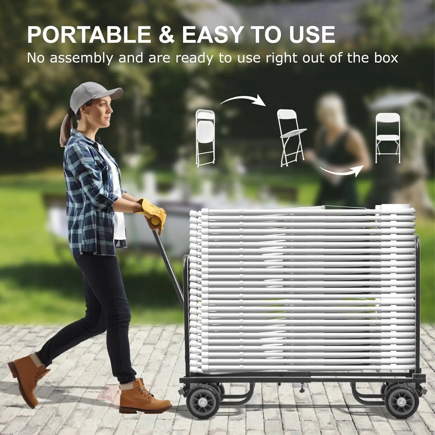 20 Pack White Folding Chairs, Plastic, Outdoor, Indoor, 350lb Capacity, Portable, ,Lightweight