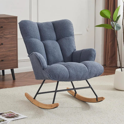 Rocking Chair, Upholstered Baby Fluffy Glider For Adults Small Spaces